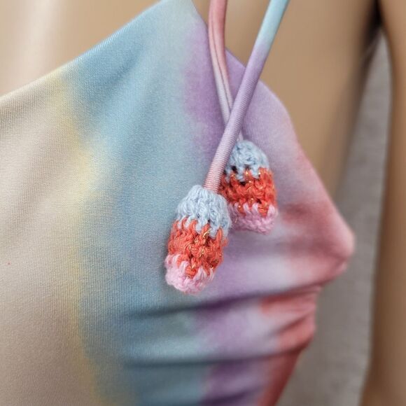 Gianni Bini x DANNIJO Paloma Ombre Tie Strap One Piece Swimsuit Rainbow Stripe - Picture 5 of 15